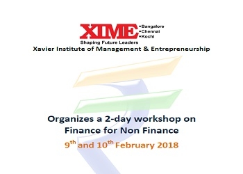 2-day workshop on Finance for Non Finance 9th and 10th February 2018 xime Bangalore campus